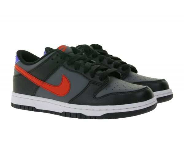 NIKE Dunk Low Kinder Sneaker M&auml;dchen und Jungen Skater-Schuhe FV0373 001 Grau/Schwarz/Rot