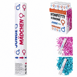 Partypopper Gender Reveal blauw/roze 30 cm