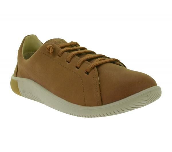 Stilvolle KEEN KNX Lace Damen Leder Sneaker Barfu&szlig;inspirierten Freizeitschuhe mit Schn&uuml;rung 1029025 Plaza/Taupe