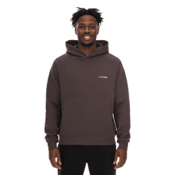 STONES Herren Hoodie moderner Baumwoll-Pullover Kapuzen-Pullover mit Logo-Stick Oversized-Fit 400gsm Dunkel-Braun
