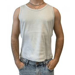 STONES Herren Tank Top Baumwoll-Shirt modernes Rundhals-Top Achsel-Shirt mit Ripp-Strick-Struktur Unterhemd Hellgrau