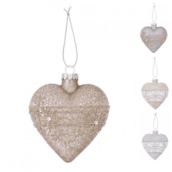 Boltze Weihnachtsanhänger „Heart“, 9,5 cm, 4er-Set, sortiert