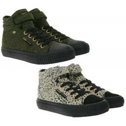 BRITISH KNIGHTS Dee Kinder Mid-Top Sneaker mit Punkten Mädchen Schnür-Schuhe Jungen mit verstärktem Zehenbereich Schwarz/Olivgrün oder 