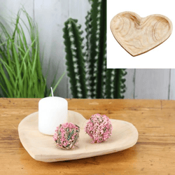 Decorative wooden heart bowl, approx. 25x25cm