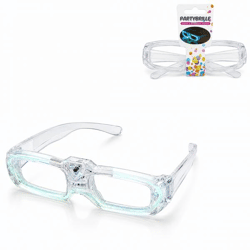 LED-Partybrille, batteriebetrieben, transparent, Einheitsgröße