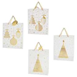 Geschenktüte Weihnachten, Hänger, weiß-gold, 2/s, M,ca.23cmH