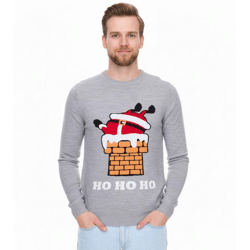 Herren Strick-Pullover Ugly Christmas Sweater mit weihnachtlichem Muster Weihnachts-Pullover Freizeit-Sweater 979440 Grau