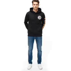 Hollister X NHL Pittsburgh Penguins Herren Hoodie mit Team-Logo-Aufdruck Baumwoll-Pullover 322-221-1606-900 Schwarz