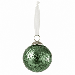 J-Line kerstbal Metallic glas groen 8 cm