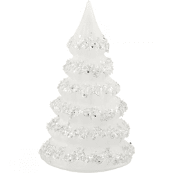 J-Line kerstboom glas Moon wit/zilverkleurig 21 cm