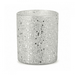 J-Line theelichthouder Stars glitter zilverkleurig 10 cm