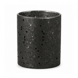 J-Line theelichthouder Stars glitter zwart 10 cm
