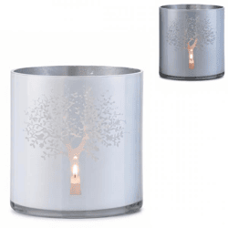 J-Line windlicht Tree blauw 20 cm 2 assorti