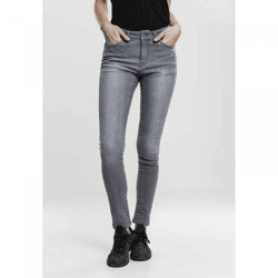 lässige Urban Classics Damen Jeans Skinny Fit Stretch Reißverschluss mit Baumwolle Grau