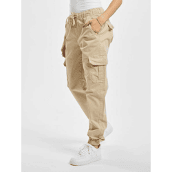 lässige Urban Classics Damen Jeans Stretch Reißverschluss Taschen mit Baumwolle Beige