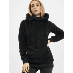 lässiger Urban Classics Damen Hoodie Kordelzug Kapuze 320 g/m² Schwarz