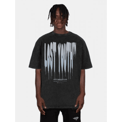 lässiges Lost Youth Herren T-Shirt Oversize 240 g/m² mit Baumwolle Schwarz