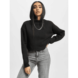 lässiges URBAN CLASSICS Damen Sweatshirt Rippbündchen Fleece 300 g/m² mit Baumwolle Schwarz