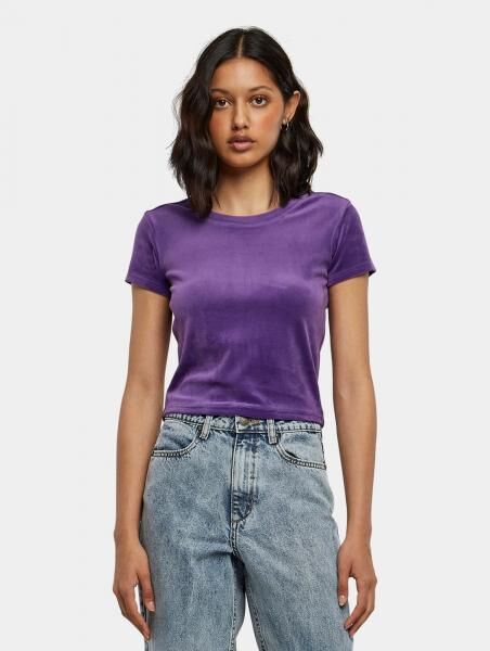 l&auml;ssiges URBAN CLASSICS Damen T-Shirt Stretch Slim Fit 270 g/m&sup2; Violett