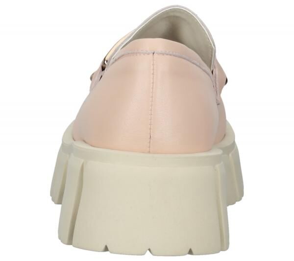 LAZAMANI Damen Echtleder Halbschuhe mit zweifarbiger Gliederkette auf Spann Plateau-Slipper 55.082 Rosa