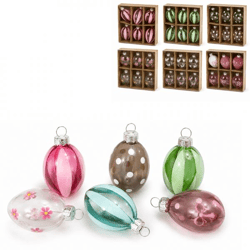 Osterei-Anhänger aus Glas, 6 cm, 6er-Set, sortiert