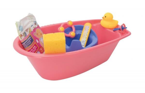 Puppen-Badewannenset mit Zubeh&ouml;r, 8 tlg.