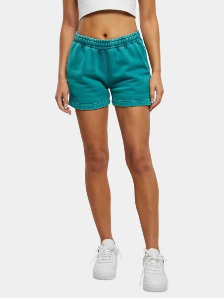sommerliche Urban Classics Damen Shorts Kordelzug Taschen 360 g/m&sup2; mit Baumwolle T&uuml;rkis