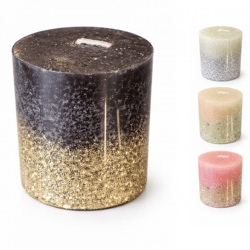 Stumpfe Kerze Sparkle Glitter 5 x 5 cm 4 Stück sortiert