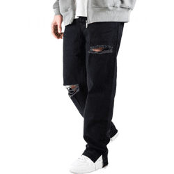 UNEFFECTED Weite Destroyed Loose Fit Jeans schwarz