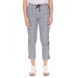 vestino Damen Business-Hose karierte Stoff-Hose Freizeit-Hose Grau/Schwarz