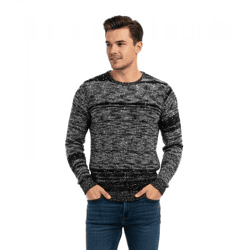 Vielseitiger Herren Rundhals-Pullover mit Punktmuster Strick-Sweater 6245 Schwarz