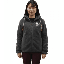 Wärmende sheepworld Damen Teddyfleece-Jacke mit gesticktem Motiv Kuschel-Jacke mit Stehkragen Sweat-Jacke 9865337 Grau