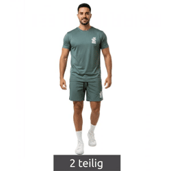 2-teiliges ON THAT ASS Reno Herren Sport-Set Trainings-Set Gym Outfit mit T-Shirt & Shorts Grün
