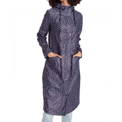 ALPENBLITZ Damen Regen-Mantel mit Allover-Möwen-Print Wind-Jacke Outdoor 91928016 Navy