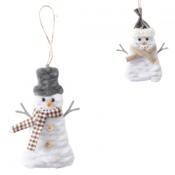 Boltze kersthanger Sneeuwpop 16 cm 2 assorti