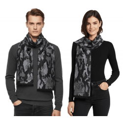 edler roberto cavalli Schal für Damen und Herren Halstuch aus reiner Wolle WOV06600004-01198 Schwarz/Grau