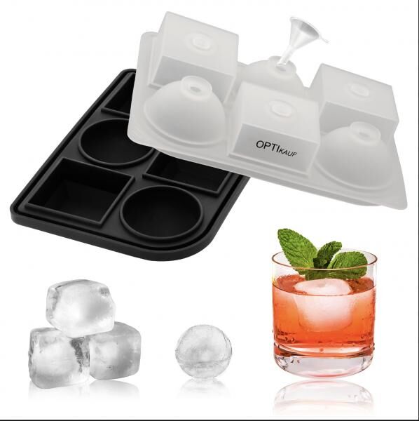 Eiswürfelform XXL, 3x Kugeln und 3x Würfel aus einer Form