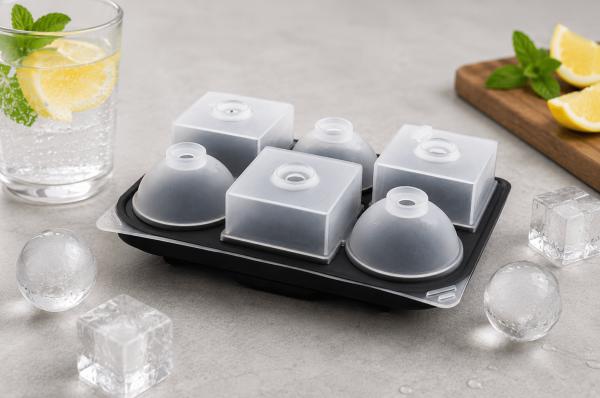 Eiswürfelform XXL, 3x Kugeln und 3x Würfel aus einer Form