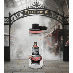 Harry Potter Trinkflasche „Hogwarts Express“ 700 ml mit Schraubdeckel im magischen Design Transparent/Rosa