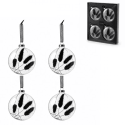 J-Line Weihnachtskugeln aus Glas mit Trockenzweig, schwarz, 10 cm, 4er-Set