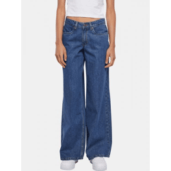 lässige Urban Classics Damen Jeans Reißverschluss Taschen mit Baumwolle Blau