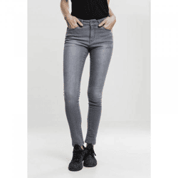 lässige Urban Classics Damen Jeans Skinny Fit Stretch Reißverschluss mit Baumwolle Grau