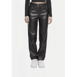 lässige Urban Classics Damen Jeans Straight Fit Reißverschluss Taschen Schwarz