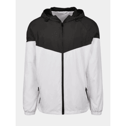 moderne Build Your Brand Herren Jacke Kordelzug Reißverschluss 78 g/m² Weiß/Schwarz
