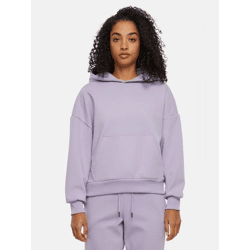 moderner Urban Classics Damen Hoodie Stretch Rippbündchen Kapuze mit Baumwolle Violett