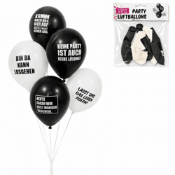 Party ballonnen Duitstalige spreuken zwart/wit 22 cm set van 5