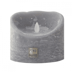 PTMD LED-Stumpenkerze, batteriebetrieben, XL, grau, 12,5 x 10 cm