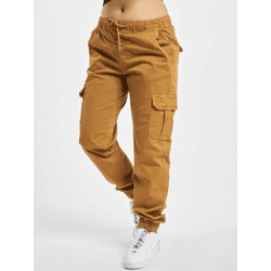 stylische URBAN CLASSICS Damen Jeans Stretch Reißverschluss Taschen mit Baumwolle Braun