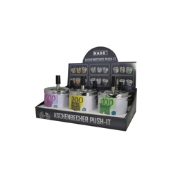 Euro - Dreh-Aschenbecher Sortiment - 9 x 12 cm - 6er Display