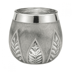 J-Line Tea Light Holder, Leaf, Silver-Colored, 10 cm